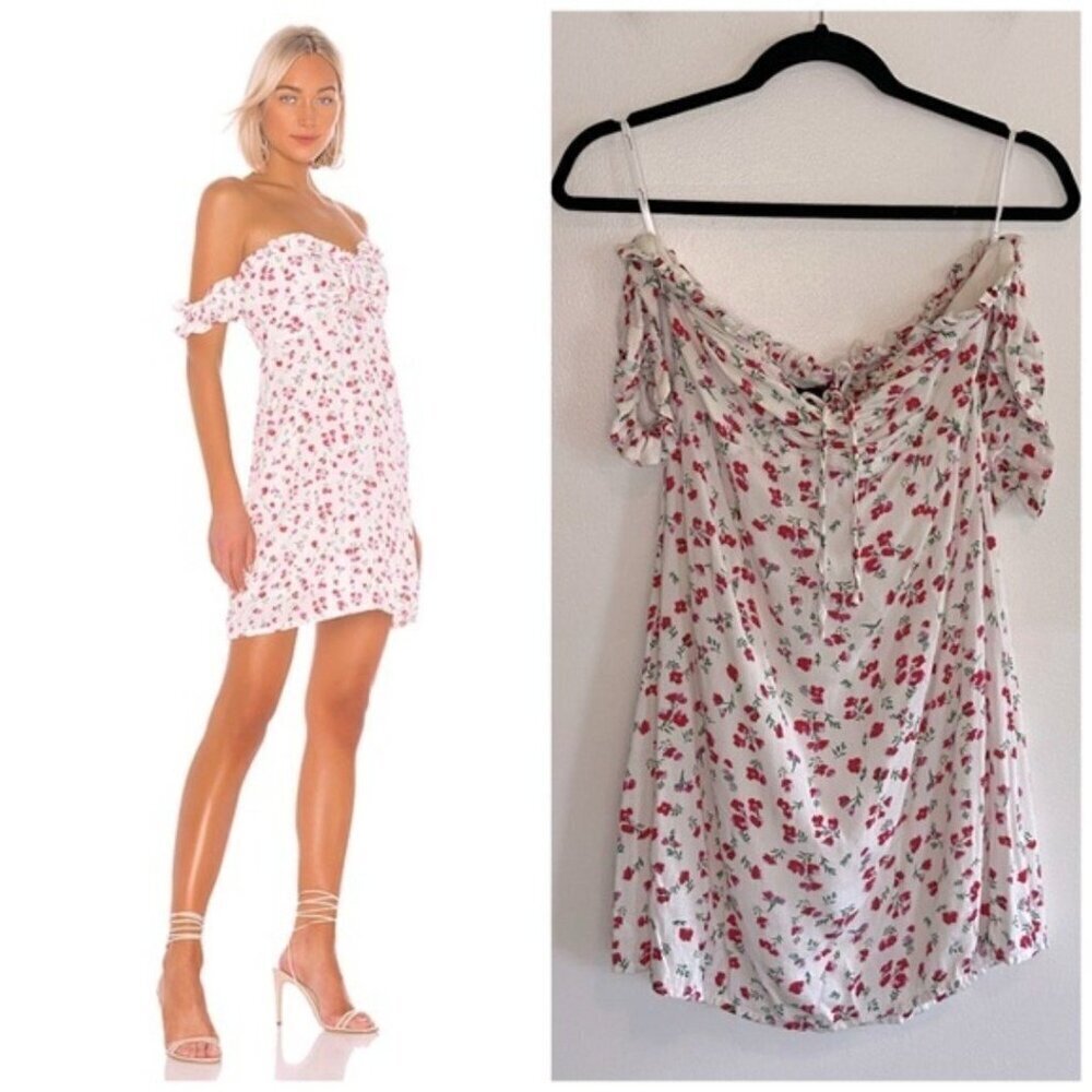 Minkpink Burma Bloom Floral Mini Dress Size S Smocked Babydoll‎ Cold Shoulder